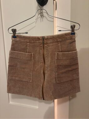 She + Sky Corduroy Mini Skirt in Taupe